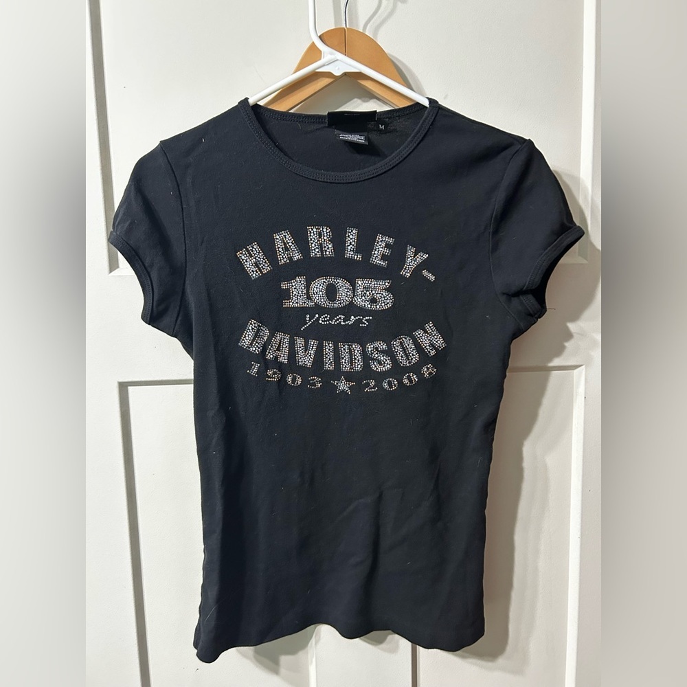 Harley-Davidson Women's Black '105 Years' Rhinestone Tee